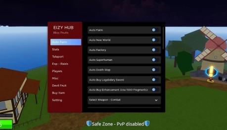 Preview of Blox Fruits GUI (Eizy Hub)