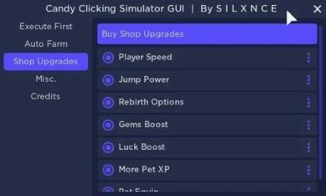 Preview of Silxnces Candy Clicking Simulator GUI