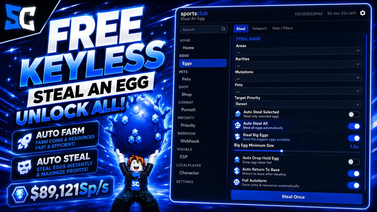 Free Steal an Egg Script | Auto Steal, Auto Farm, Auto Hatch